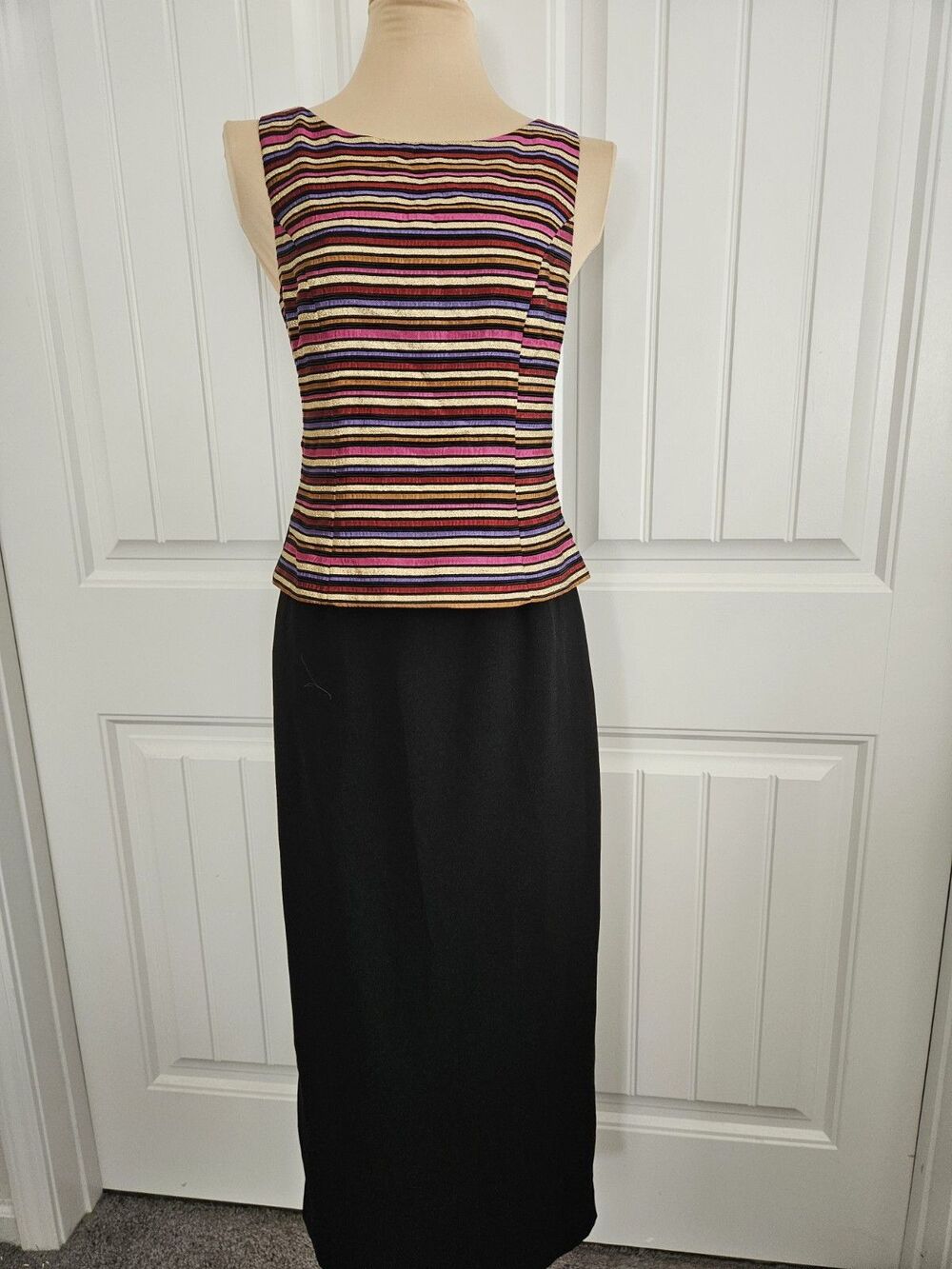 Jessica Howard Black, Pink, Purple, & Gold Popover Bodice Formal Dress Sz 6 y2k